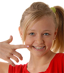 stock photo of a girl wearing braces